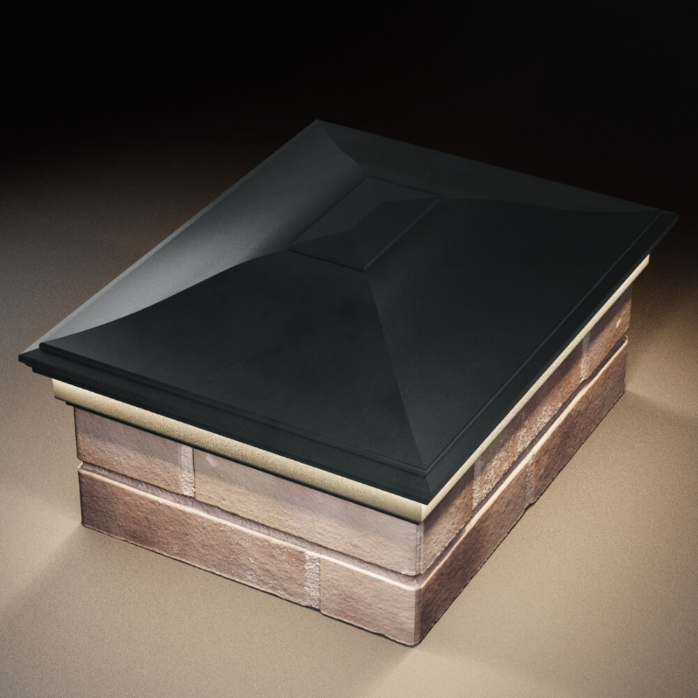 Колпак Zking Монблан Черный на столб 2х1.5 кирпича (515х385мм) c подсветкой