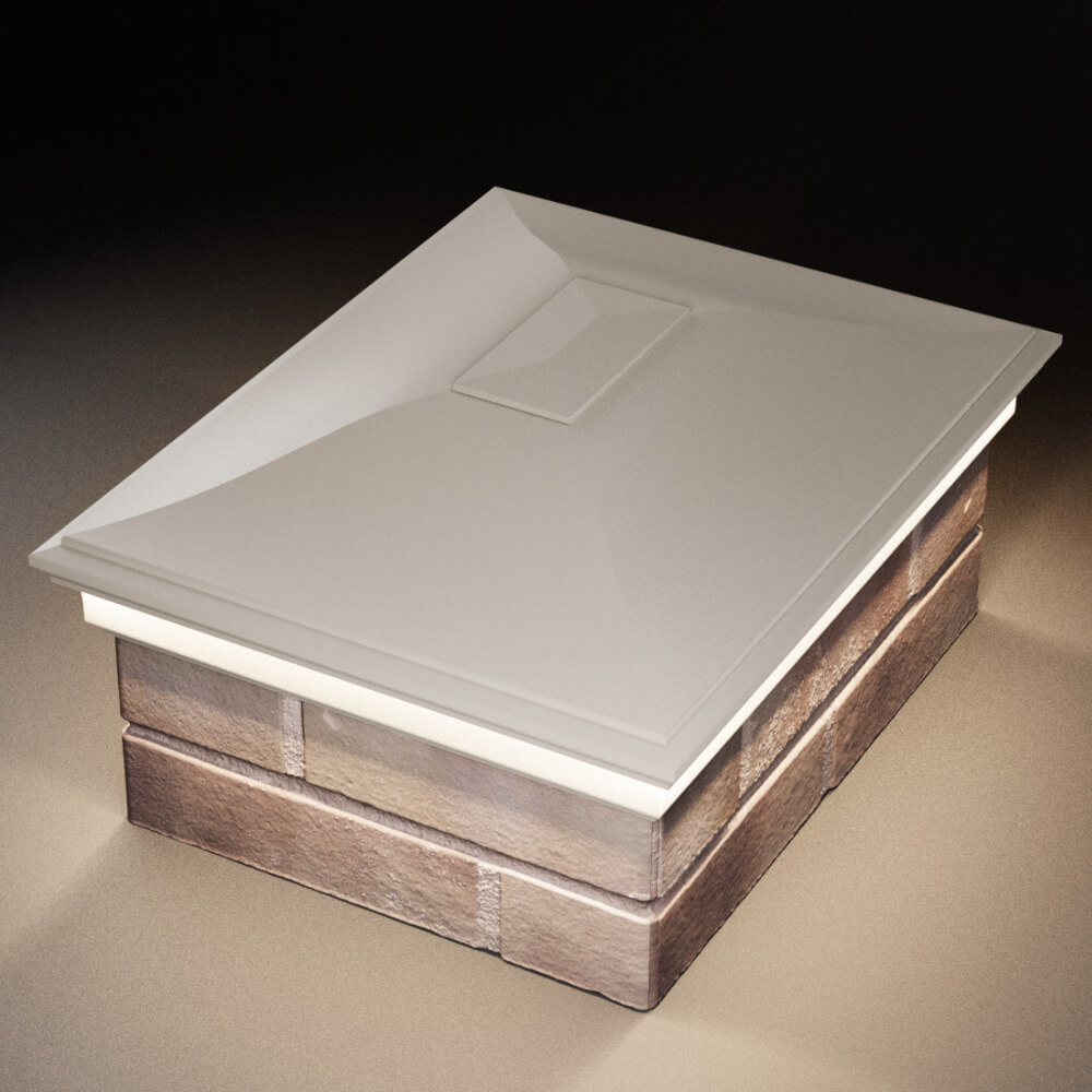 Колпак Zking Монблан Бежевый на столб 2х1.5 кирпича (515х385мм) c подсветкой