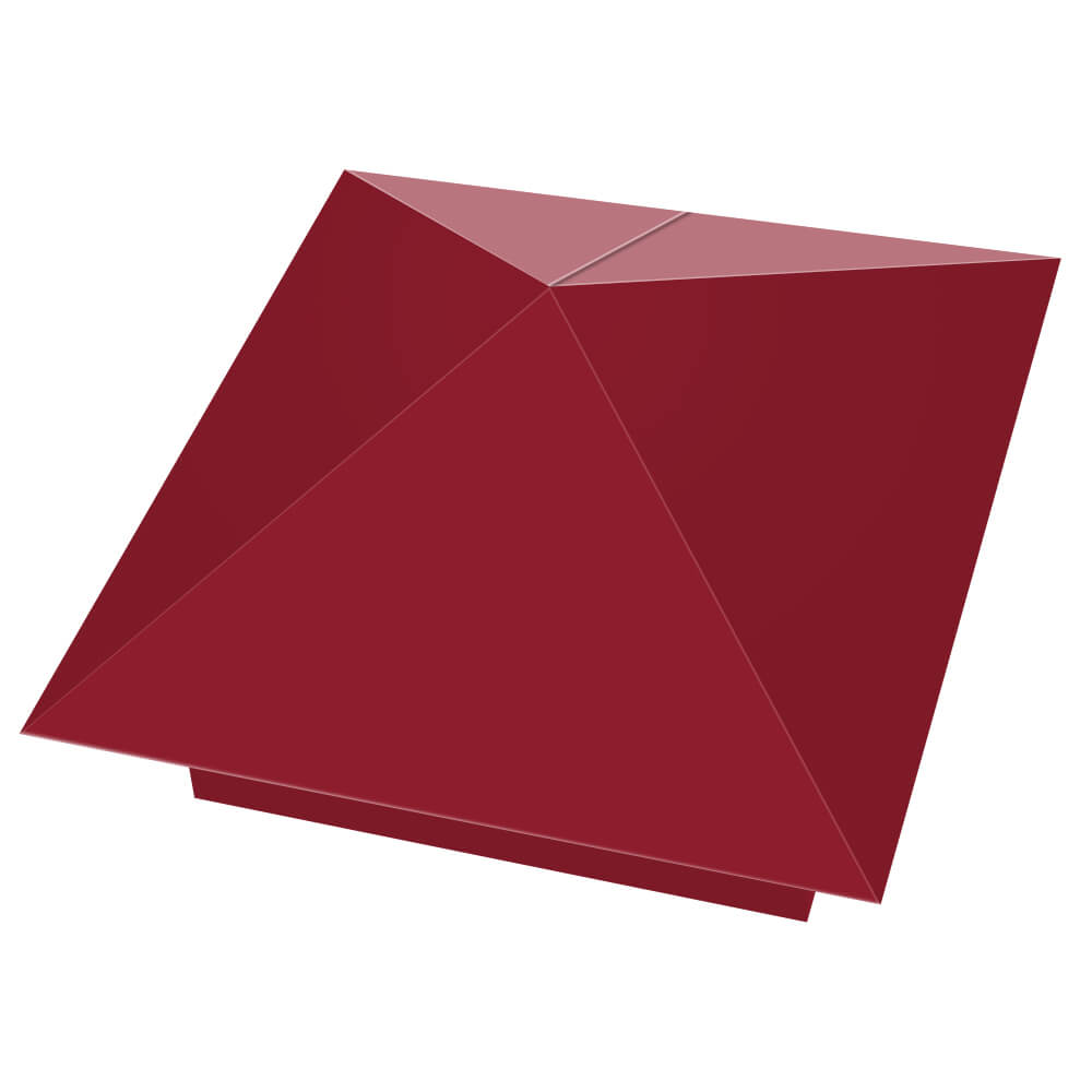 Колпак металлический 390х390мм RAL3003 Рубин заборный