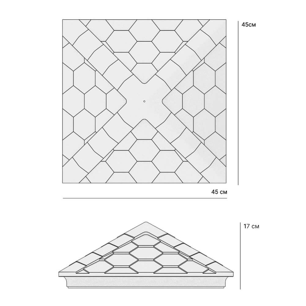 Колпак Zking Эверест Красный на столб 1.5х1.5 кирпича (390х390мм)