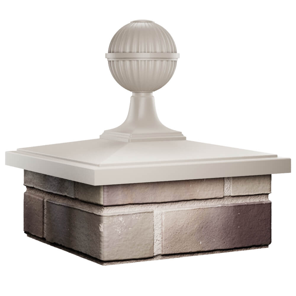 Колпак Zking БонаМоно Бежевый с шаром на столб 1.5х1.5 кирпича (385х385, 400х400мм) в сборе